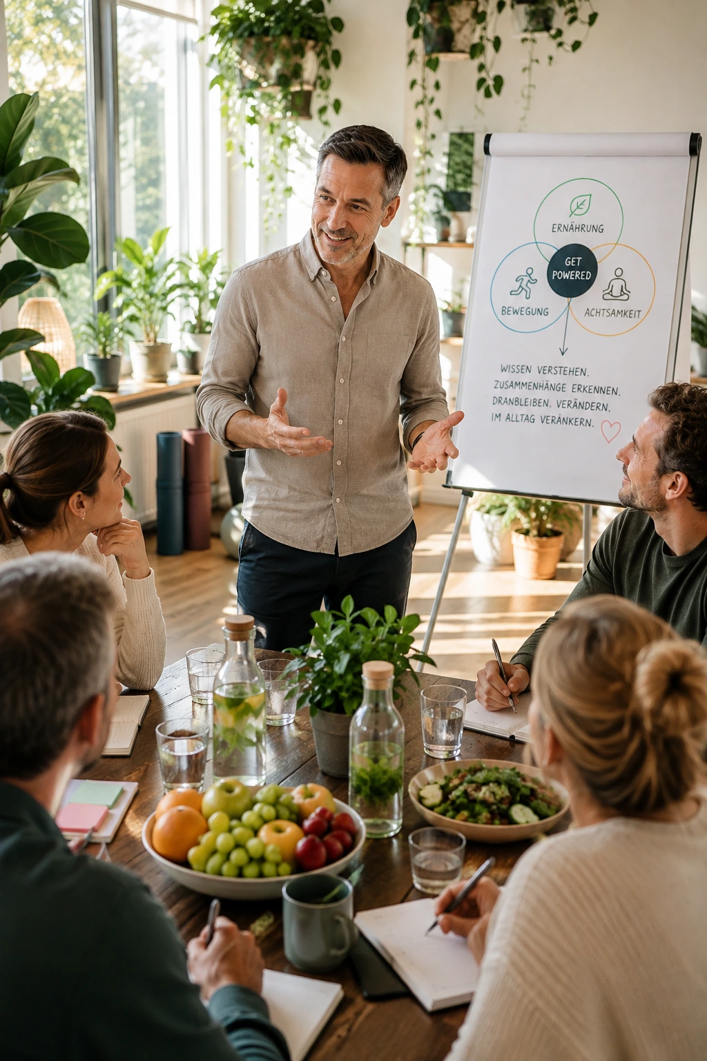 Oliver Kober im Austausch mit Teilnehmern eines get-powered Gesundheitsseminars